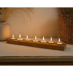 Ikea Wooden 7 Tea Light Candle Holder With Candles New Decorative Home Piece
